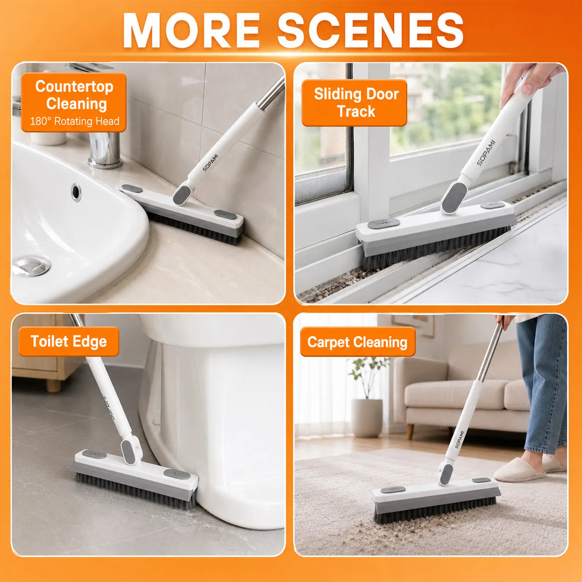 SOPAMI 3-in-1 Floor Scrub Brush