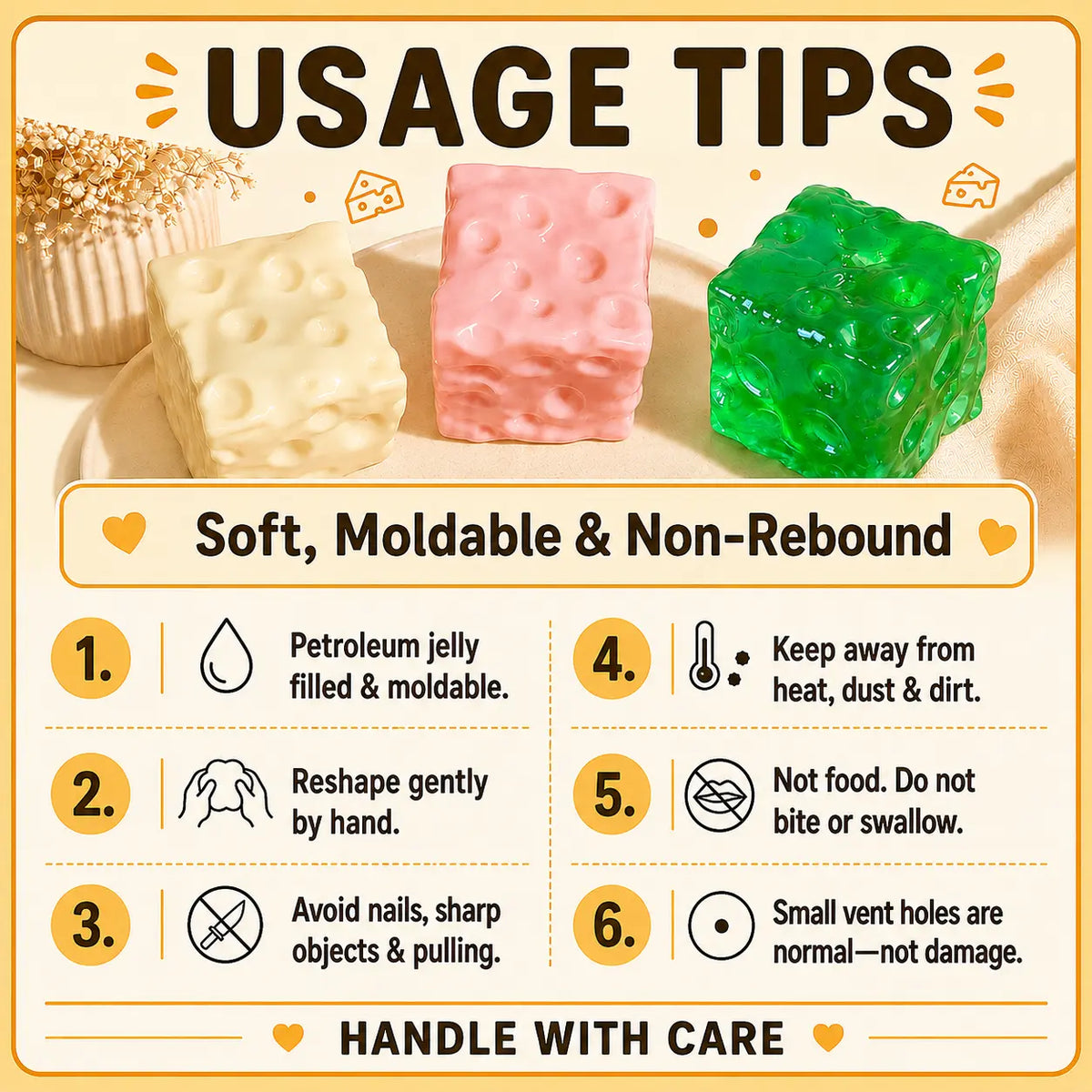 Squisha Cheese Cube Squishy