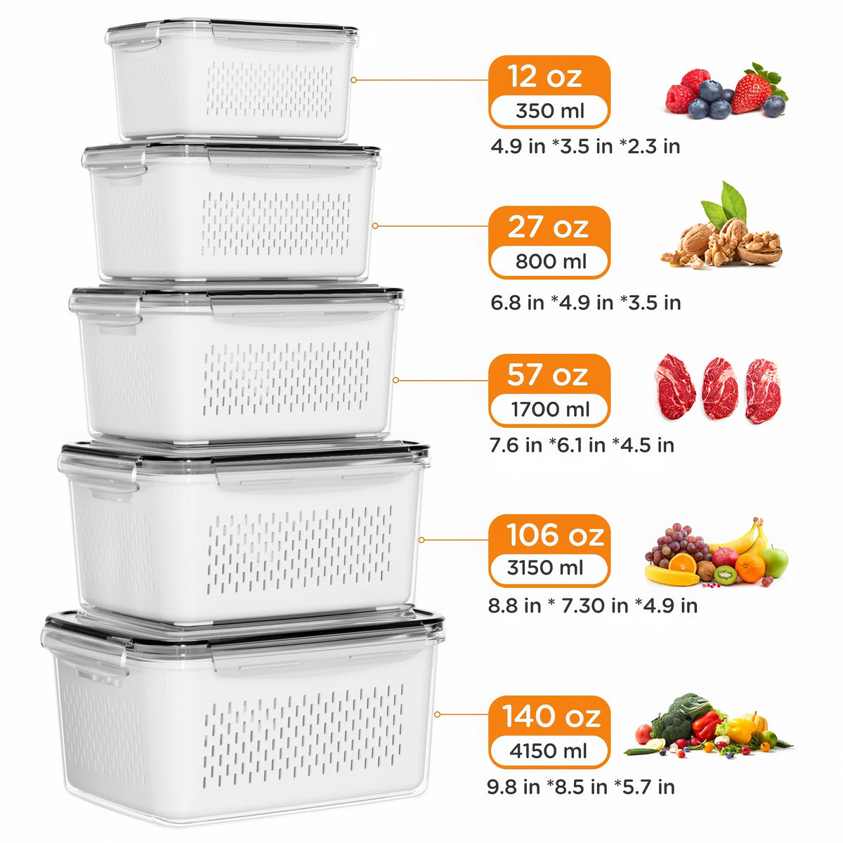 Crispera Produce Keeper (5pc Set) Exclusive